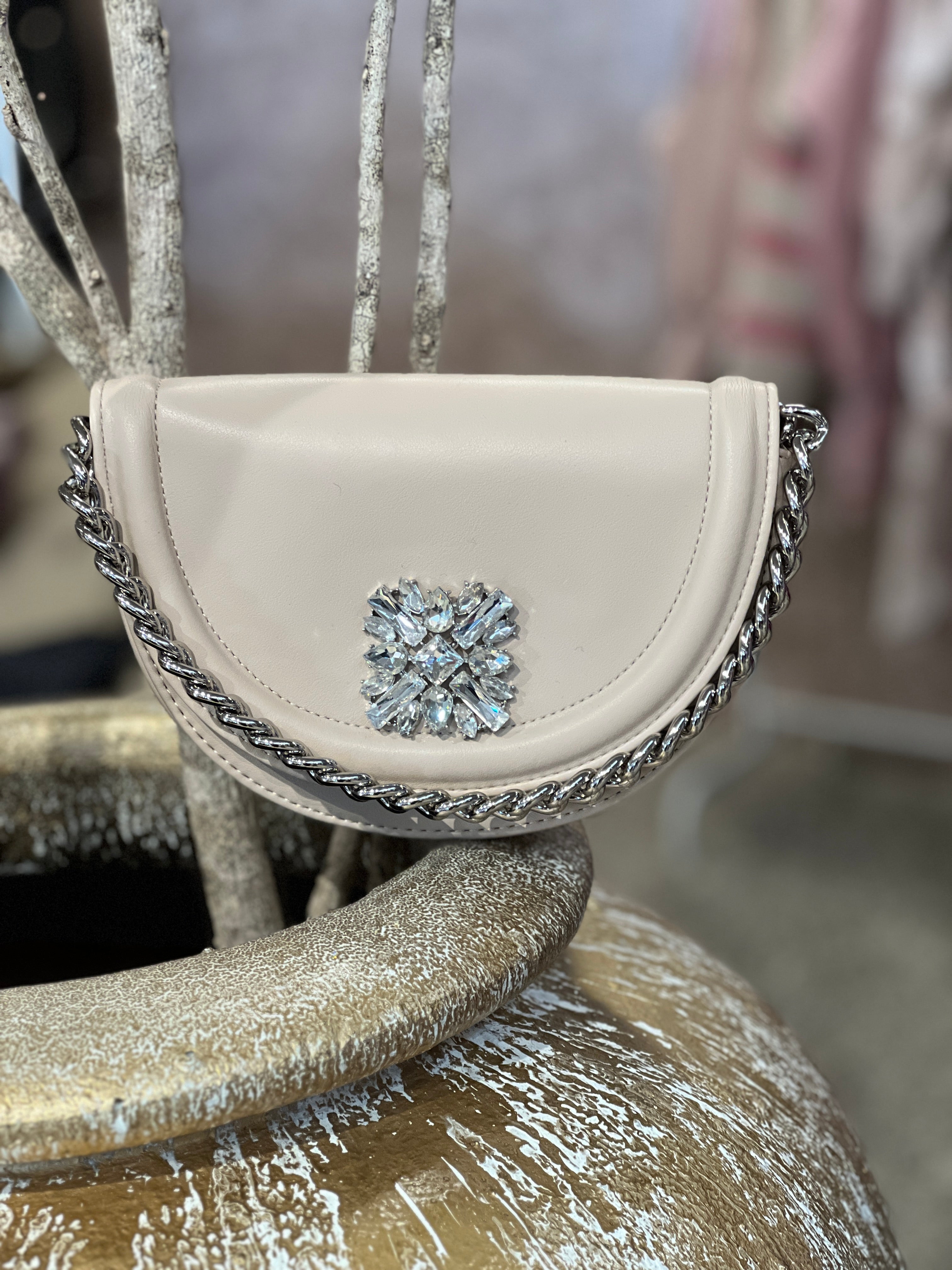 Rose - Lille håndtaske med similitensten og sølv kæde